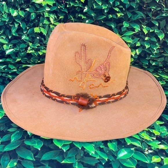 Western Wide Brim Embroidered Cowboy Fedora Hat - Picture 5 of 16